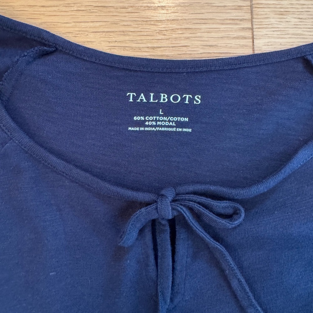 Talbots Dark Blue Blouse with Neck Tie